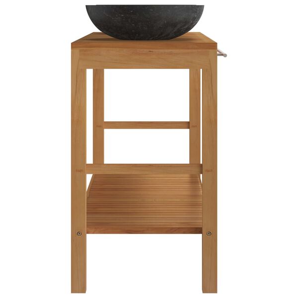 vidaXL Armadietto da Bagno in Legno di Teak con Lavabi in Marmo Nero