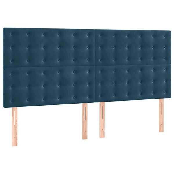vidaXL Testiera Blu Scuro 200x5x118/128 cm Velluto