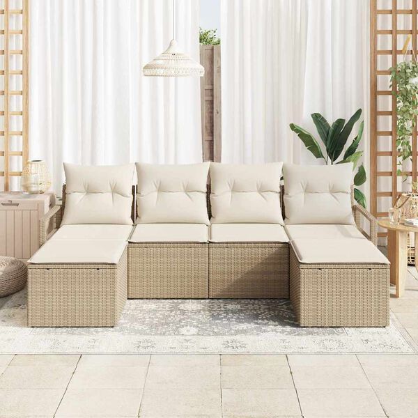 vidaXL Set di divani 6 pcs Beige polyrattan
