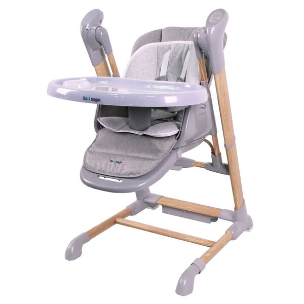 Bo Jungle Seggiolone a Dondolo 2 in 1 Grigio in Legno