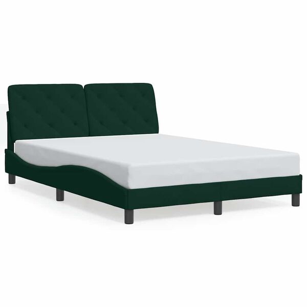 vidaXL Giroletto senza Materasso Verde Scuro 140x190 cm in Velluto