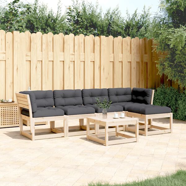 vidaXL Set Divani Giardino 5 pz con Cuscini in Legno Massello di Pino