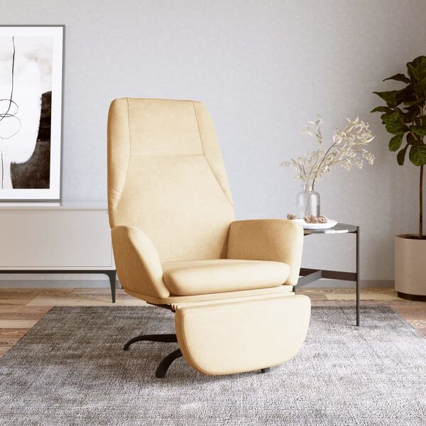 vidaXL Poltrona Relax con Poggiapiedi Bianco Crema in Velluto