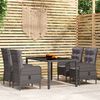 vidaXL Set Mobili da Pranzo per Giardino 5 pz in Polyrattan Grigio