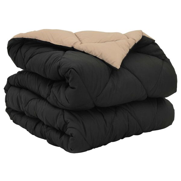 vidaXL Piumone Completo Annuale Nero e Talpa 220 x 140 cm Microfibra