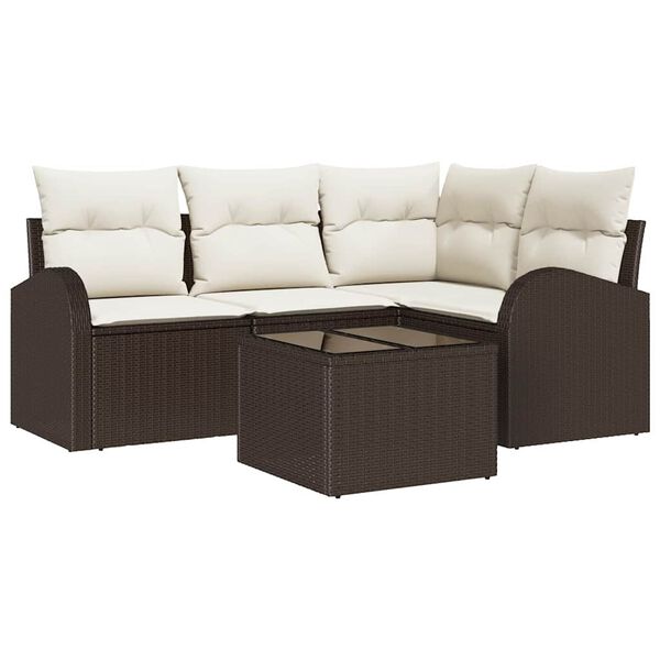 vidaXL Set Divano da Giardino Marrone polyrattan