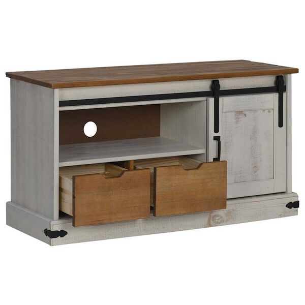 vidaXL Mobile Porta TV HALDEN con Anta Scorrevole Bianco 110x40x60 cm