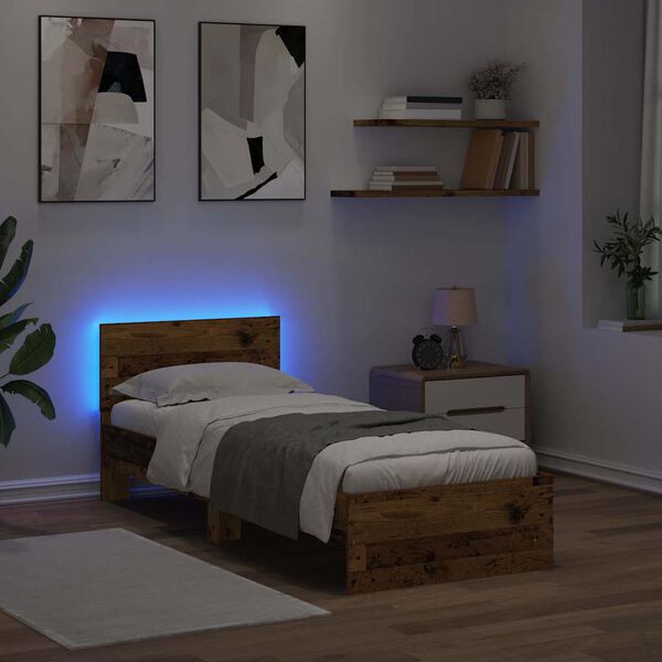 vidaXL Struttura del letto Legno vecchio 75 x 190 cm Legno multistrato