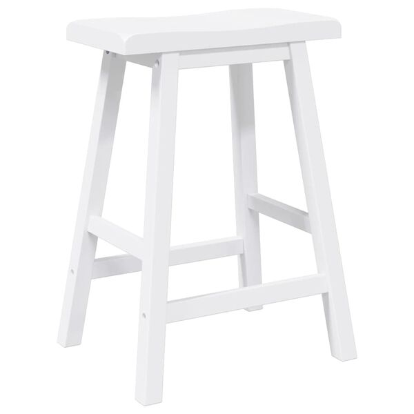 vidaXL Sgabelli da Bar 2 pz Bianchi in Legno Massello di Hevea