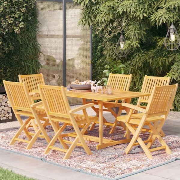 vidaXL Set da Pranzo da Giardino 7 pz in Legno Massello di Teak