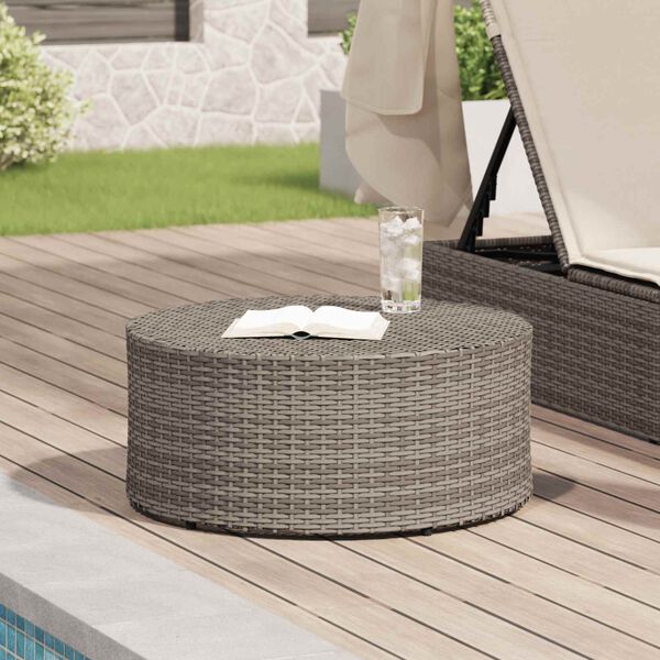 vidaXL Tavolino da caff&egrave; da esterno Grigio &Oslash; 68 x 30 cm polyrattan