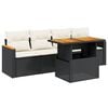 vidaXL Set Divani da Giardino 5 pz con Cuscini in Polyrattan Nero