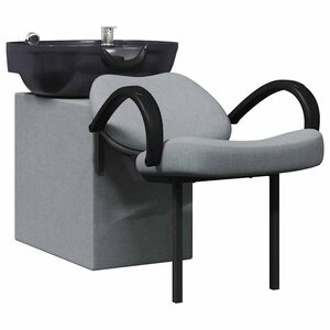 vidaXL Sedia per Shampoo Grigio Chiaro e Nero 136 x 60 x 92 cm Tessuto