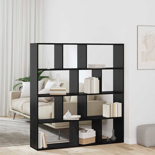 vidaXL Armadio per Libri Rovere Nero 132 x 29 x 141,5 cm
