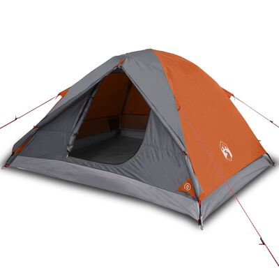 vidaXL Tenda da Campeggio 3 Persone Grigio e Arancione Impermeabile