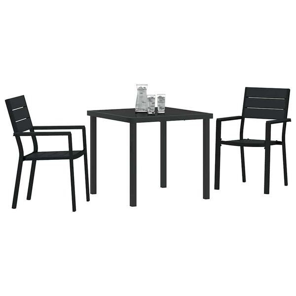 vidaXL Set da Pranzo per Giardino 3 pcs Nero