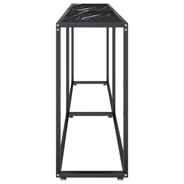 vidaXL Tavolo Consolle Marmo Nero 220x35x75,5 cm in Vetro Temperato
