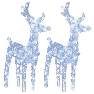vidaXL Renne di Natale 2 pz Bianco Freddo 80 LED in Acrilico