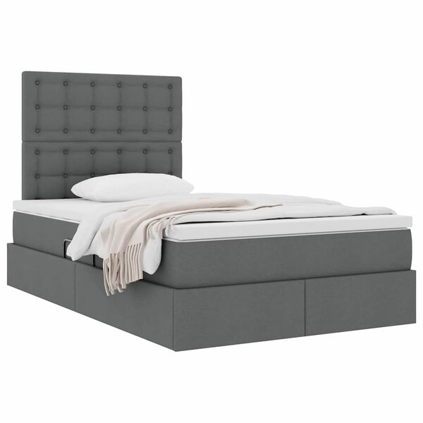vidaXL Letto con contenitore e materasso Grigio scuro 120 x 190 cm