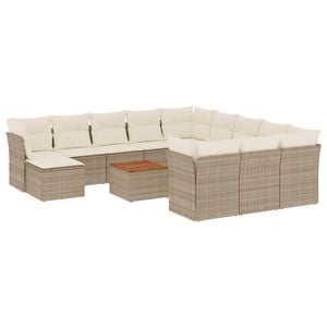 vidaXL Set Divano da Giardino 13 pz con Cuscini Beige in Polyrattan
