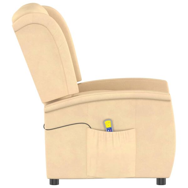 vidaXL Poltrona Massaggiante Reclinabile a 2 Posti Crema Microfibra