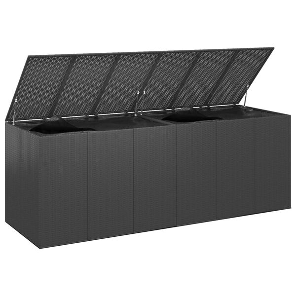 vidaXL Contenitore da Giardino in Rattan PE 291x100,5x104 cm Nero