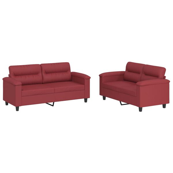 vidaXL Set di Divani 2 pz con Cuscini Rosso Vino in Similpelle