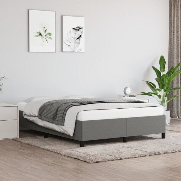 vidaXL Giroletto senza Materasso Grigio Scuro 140x190 cm Tessuto