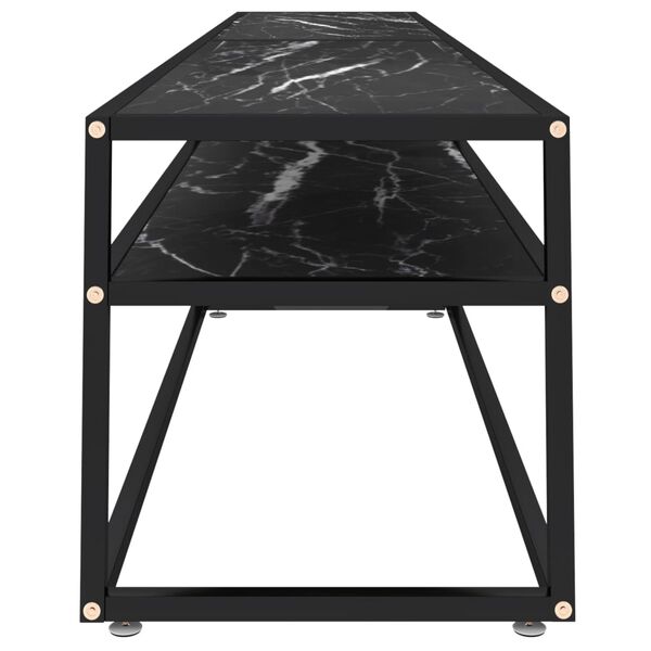 vidaXL Mobile Porta TV Marmo Nero 220x40x40,5 cm in Vetro Temperato