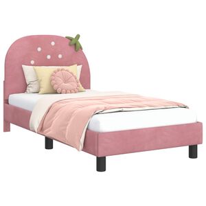 vidaXL Struttura letto bambini con testata Rosa 80 x 160 cm Velluto