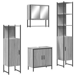 vidaXL Set Mobili da Bagno 4 pz Grigio Sonoma in Legno Multistrato