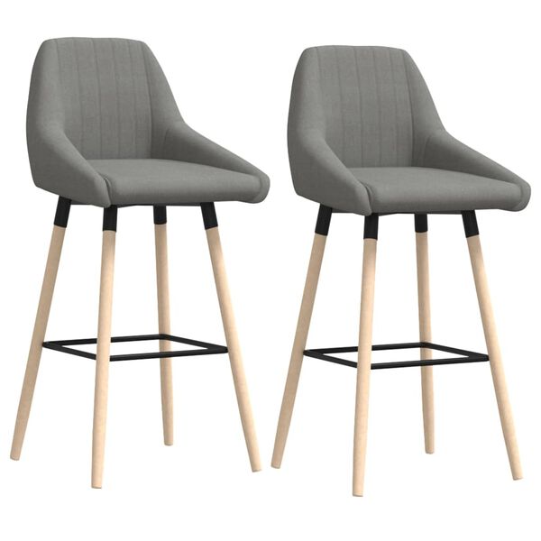 vidaXL Sgabelli da Bar 2 pz Grigio Chiaro in Tessuto