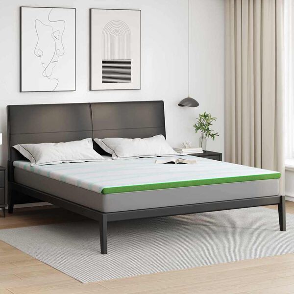 vidaXL Topper per materasso Bianco e Verde 180 x 200 cm