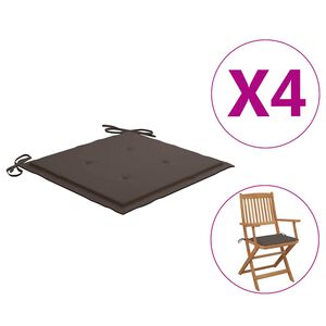 vidaXL Cuscini per Sedie da Giardino 4 pz Tortora 40x40x3 cm in Oxford