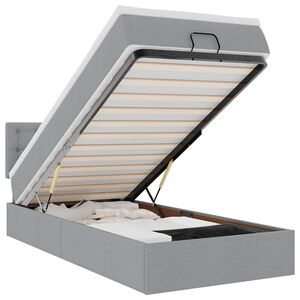 vidaXL Pouf Letto con Materasso Grigio Chiaro 90x200 cm in Tessuto