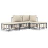 vidaXL Set Divani da Giardino 4 pz con Cuscini Antracite in Polyrattan