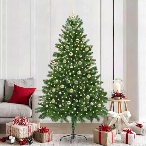 vidaXL Albero di Natale con 300 LED con supporto Verde 210 cm PE