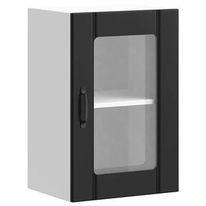 vidaXL Pensile da Cucina con Porta in Vetro Lucca Nero