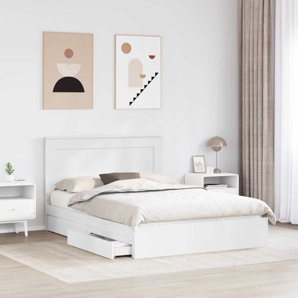 vidaXL Letto con Contenitore Bianco 140 x 190 cm Legno multistrato