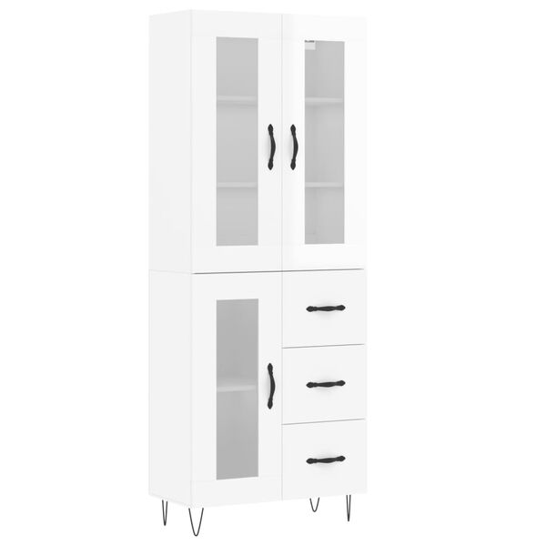 vidaXL Credenza Bianco Lucido 69,5x34x180 cm in Legno Multistrato