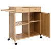 vidaXL Carrello da Cucina con Ruote Naturale 90,5 x 36 x 86,5 cm Bamb&ugrave;