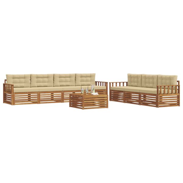 vidaXL Set di divani da esterno con cuscino 8 pcs Naturale e Beige
