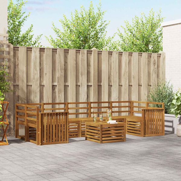 vidaXL Set divani 8 pcs Naturale Legno di Acacia Massello