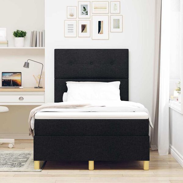 vidaXL Letto a molle con materasso Nero 120 x 200 cm Tessuto