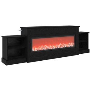 vidaXL Caminetto elettrico Rovere Nero 177 x 30 x 56,5 cm
