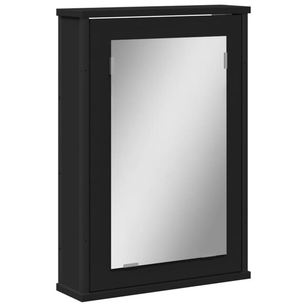vidaXL Mobile da Bagno con Specchio Nero 42x12x60 cm Legno Multistrato