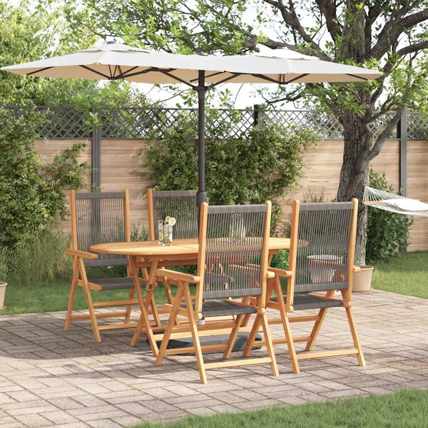 vidaXL Set da Pranzo per Giardino 5 pcs Grigio