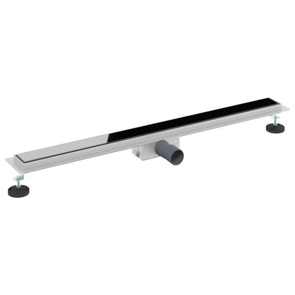 vidaXL Drenaggio doccia con copertura in vetro Nero 100 cm