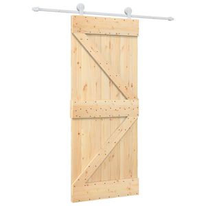 vidaXL Porta Scorrevole con Set Hardware 85x210 cm Legno Massello Pino