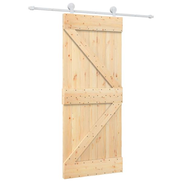vidaXL Porta Scorrevole con Set Hardware 85x210 cm Legno Massello Pino